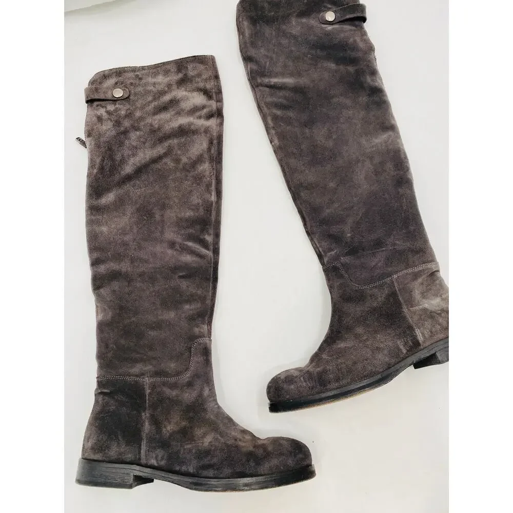 Alberto Fermani Gray Suede Dora Over the Knee boots